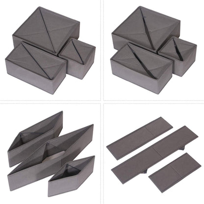 12 Pack Foldable Cloth Storage Box Closet Dresser Drawer Organizer Fabric Baskets Bins Containers Divider for Baby Clothes Underwear Bras Socks Lingerie Clothing,Grey 444