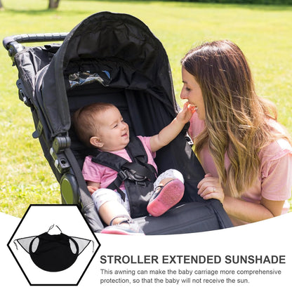 Stroller Sunshade and Parasol Cover for Strollers, Windproof Black Extended Canopy UV Protection Sunshade for Car Seat, Outdoor Weather Protection