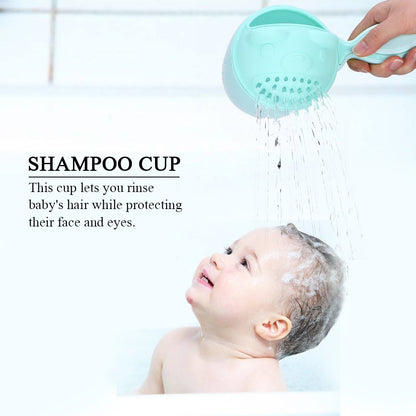 Baby Shampoo Rinse Cup Waterfall Rinser Bath Cup Kid Wash Hair Bathing Flusher Eye for Kids(Green)
