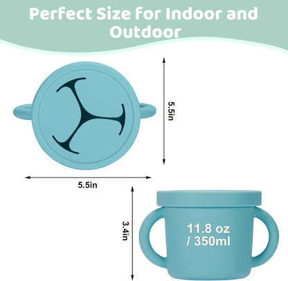 Snack Containers, Silicone Food Grade Silicone Cups, Toddler Snack Container Cups with Handles and Lid for Toddlers (Color 1)