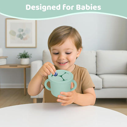 Snack Containers, Silicone Food Grade Silicone Cups, Toddler Snack Container Cups with Handles and Lid for Toddlers (Color 1)