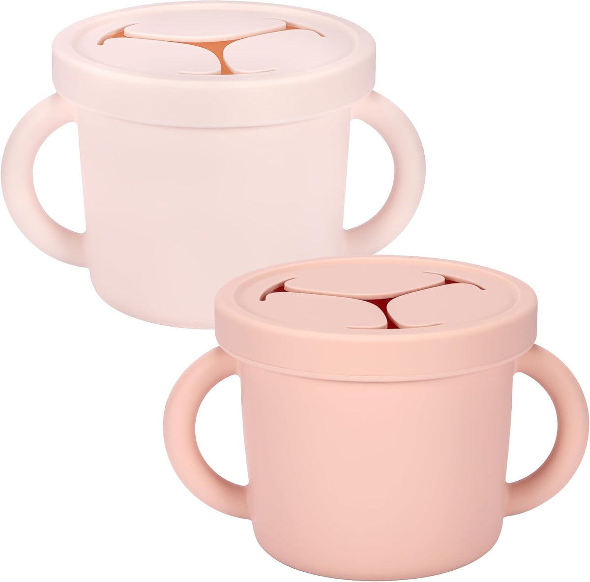 Snack Containers, Silicone Food Grade Silicone Cups, Toddler Snack Container Cups with Handles and Lid for Toddlers (Color 1)