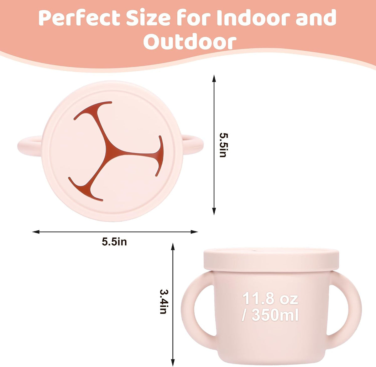 Snack Containers, Silicone Food Grade Silicone Cups, Toddler Snack Container Cups with Handles and Lid for Toddlers (Color 1)