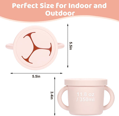 Snack Containers, Silicone Food Grade Silicone Cups, Toddler Snack Container Cups with Handles and Lid for Toddlers (Color 1)