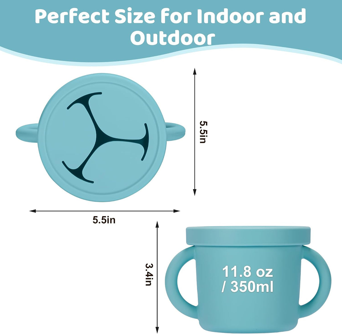 Snack Containers, Silicone Food Grade Silicone Cups, Toddler Snack Container Cups with Handles and Lid for Toddlers (Color 1)