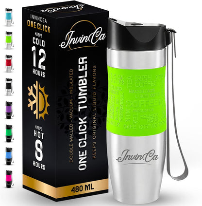 INVINCEA 16 oz Thermal Tumbler, Stainless Steel Vacuum Insulated Coffee Travel Mug, Double Wall Reusable To Go Cup, Spill Proof Twist on, BPA-Free, Leak-Proof Lid For Hot & Cold Beverages
