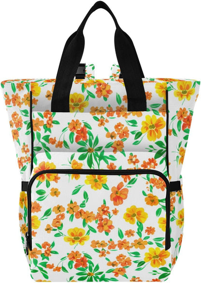 Diaper Bag Backpack, Multifunction Travel Bag for Moms Dads, Baby Changing Bag with Insulted Pockets, Stroller Straps and Side Bottle Pockets Sunshine Floral Pattern