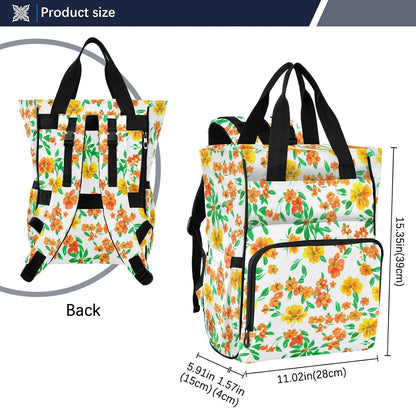 Diaper Bag Backpack, Multifunction Travel Bag for Moms Dads, Baby Changing Bag with Insulted Pockets, Stroller Straps and Side Bottle Pockets Sunshine Floral Pattern