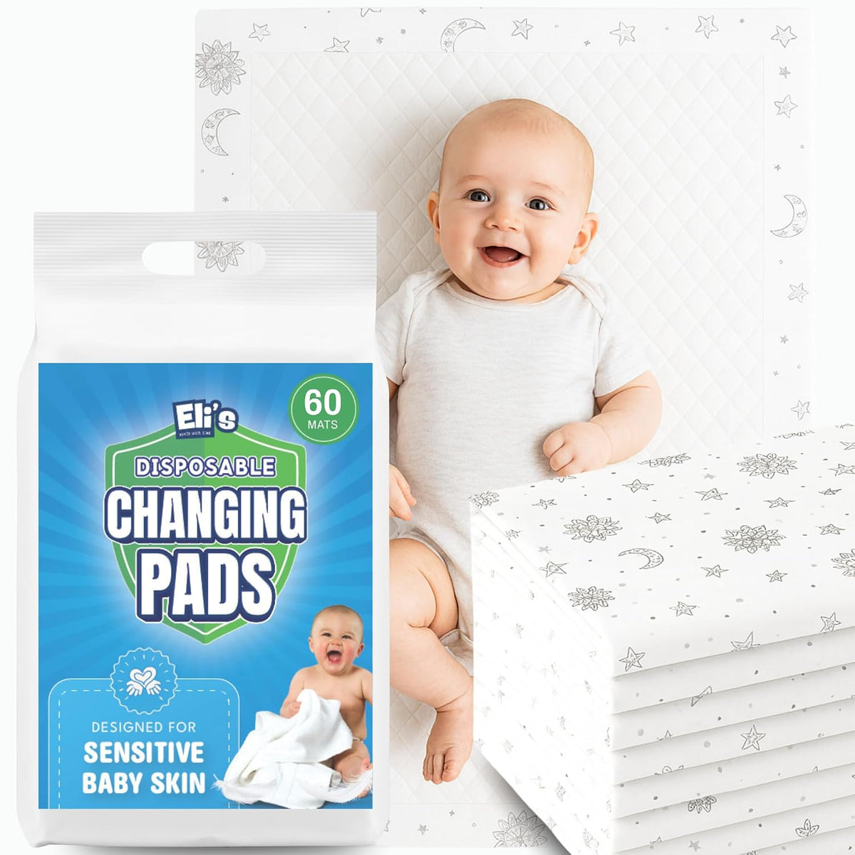 Disposable Baby Changing Pads - Soft, Waterproof & Leakproof Liners Absorbent Underpads - Large Travel Size Diaper Changing Mat for Home, Car, Diaper Bag - (Boho)