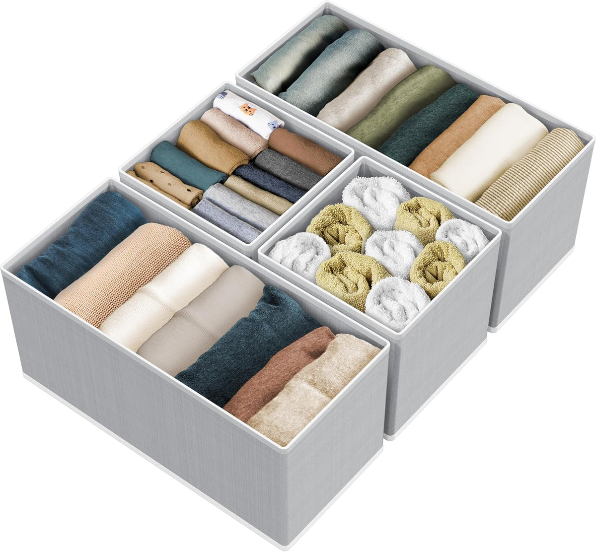 Underwear Drawer Organizer, Set of 4, Gray
