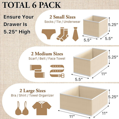 Underwear Drawer Organizer, Set of 4, Gray