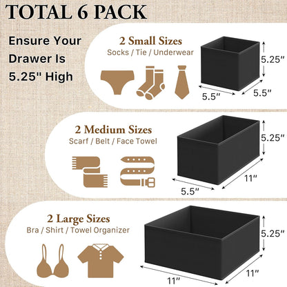 Underwear Drawer Organizer, Set of 4, Gray