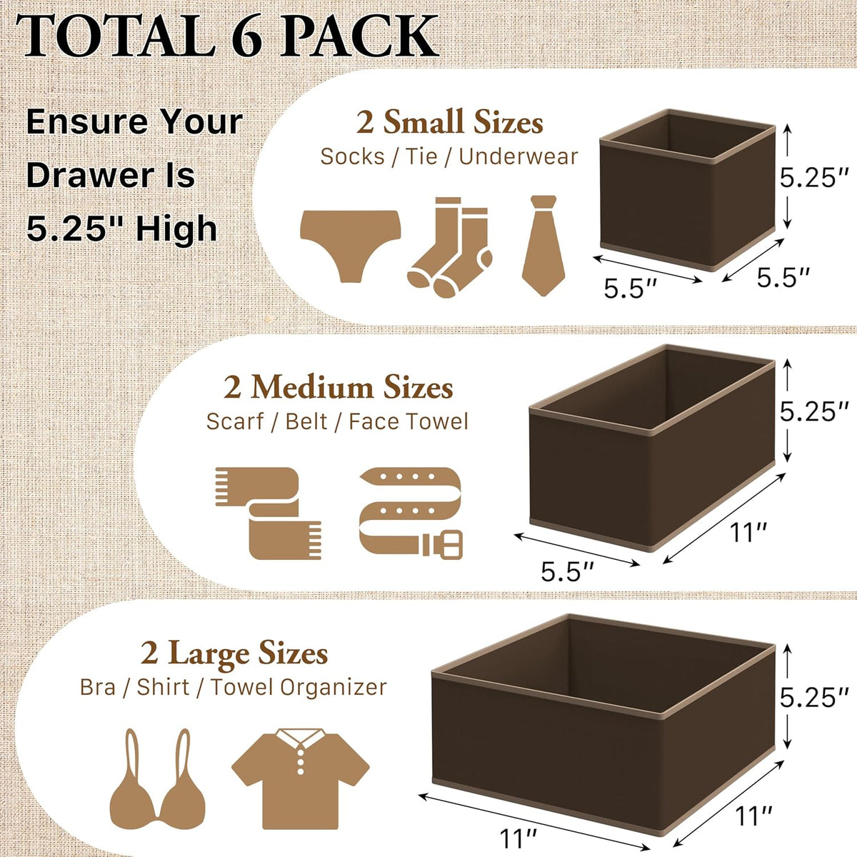 Underwear Drawer Organizer, Set of 4, Gray