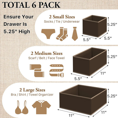 Underwear Drawer Organizer, Set of 4, Gray