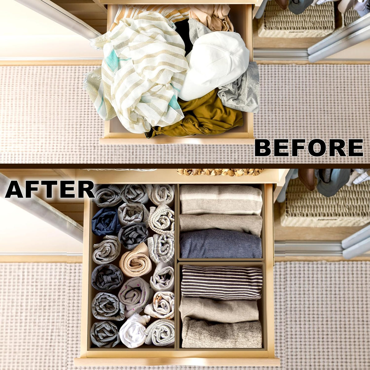 Underwear Drawer Organizer, Set of 4, Gray