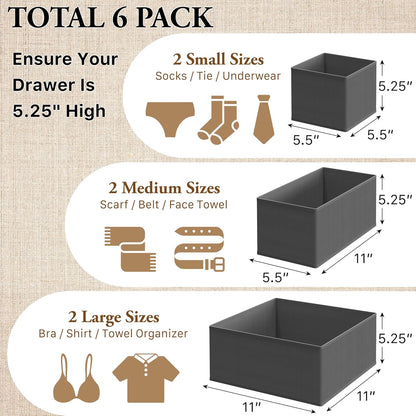 Underwear Drawer Organizer, Set of 4, Gray