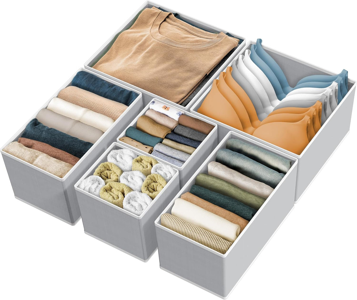Underwear Drawer Organizer, Set of 4, Gray