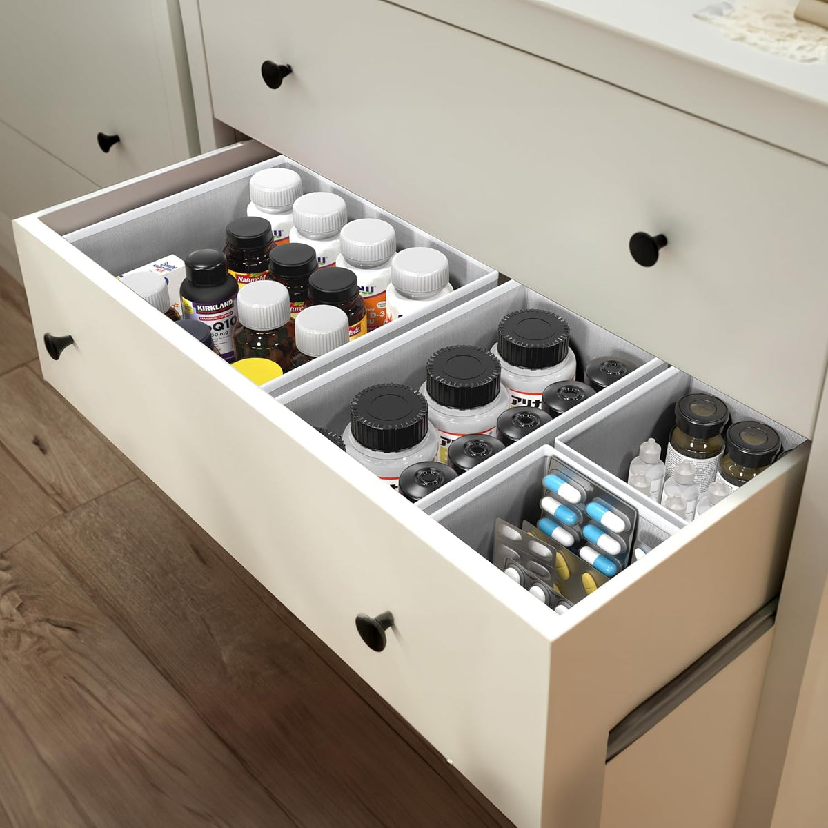 Underwear Drawer Organizer, Set of 4, Gray