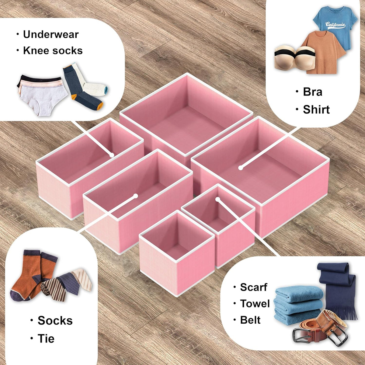 Underwear Drawer Organizer, Set of 4, Gray