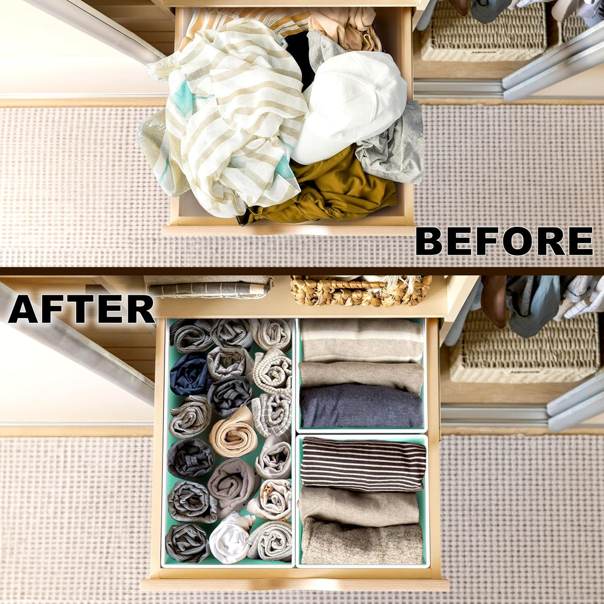Underwear Drawer Organizer, Set of 4, Gray