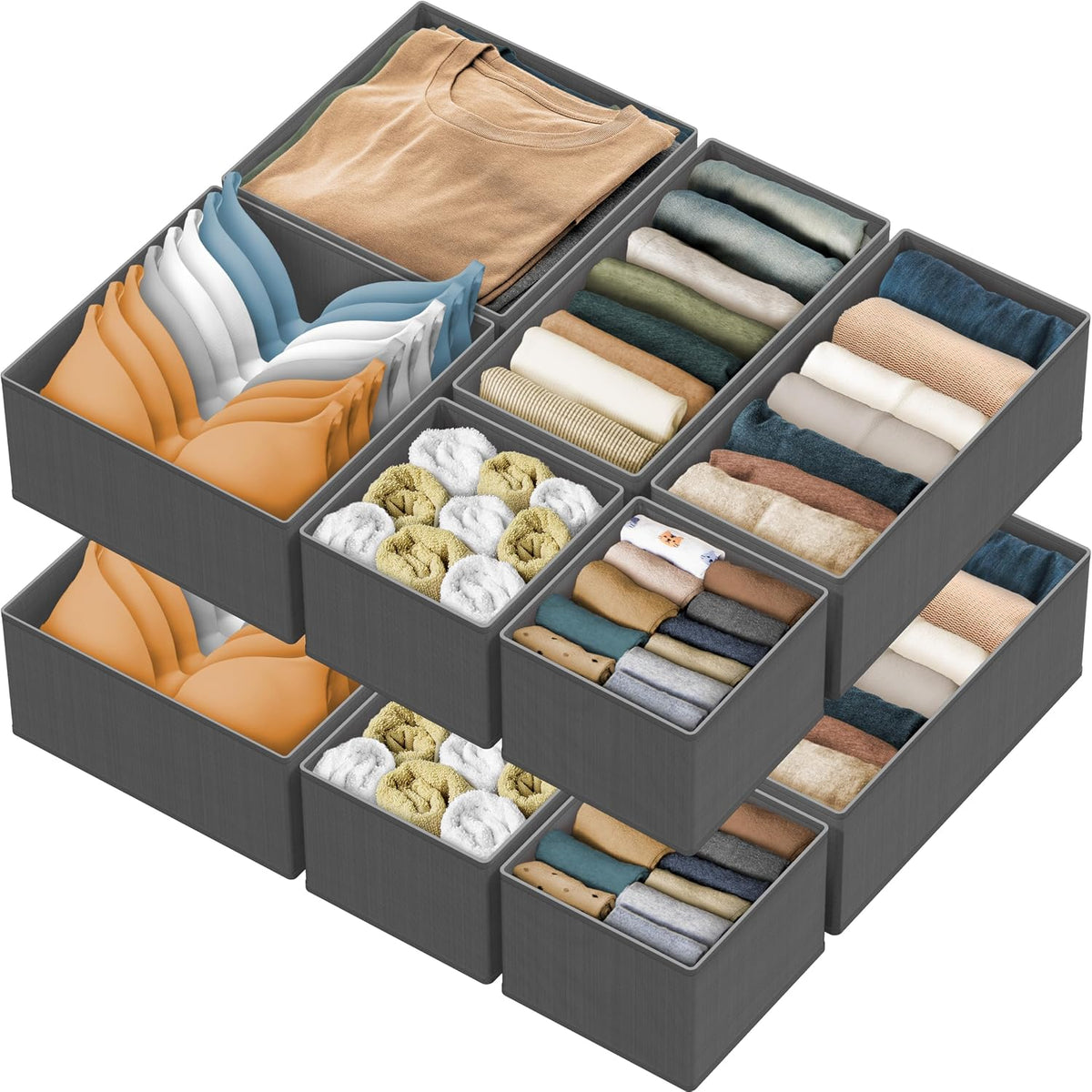 Underwear Drawer Organizer, Set of 4, Gray