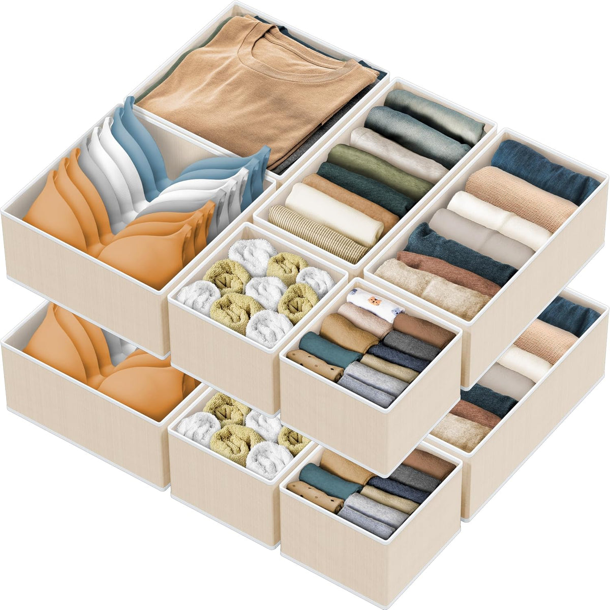 Underwear Drawer Organizer, Set of 4, Gray
