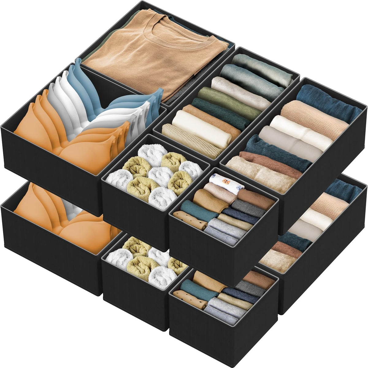 Underwear Drawer Organizer, Set of 4, Gray