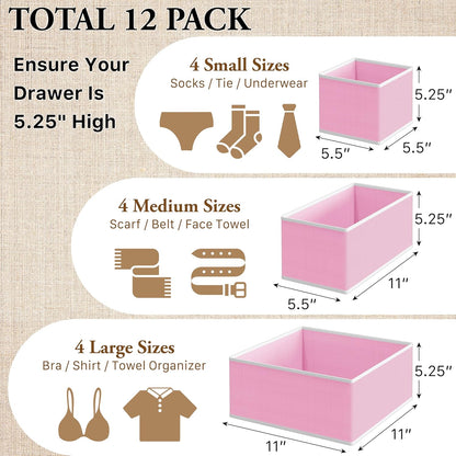 Underwear Drawer Organizer, Set of 4, Gray
