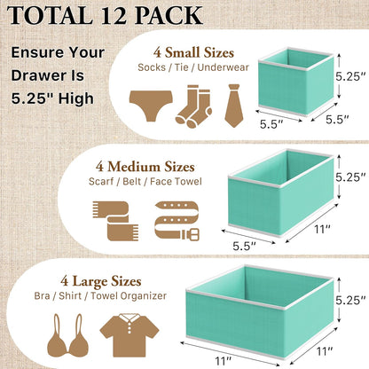 Underwear Drawer Organizer, Set of 4, Gray