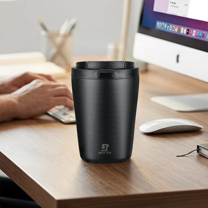 12oz Insulated Travel Coffee Mug, Hot & Iced Coffee Cups with Lids, White | 100% Leak Proof, Stainless Steel Vacuum Insulated, Cup holder Friendly, One-Touch Open, To Go, Reusable, Coffee Tumbler