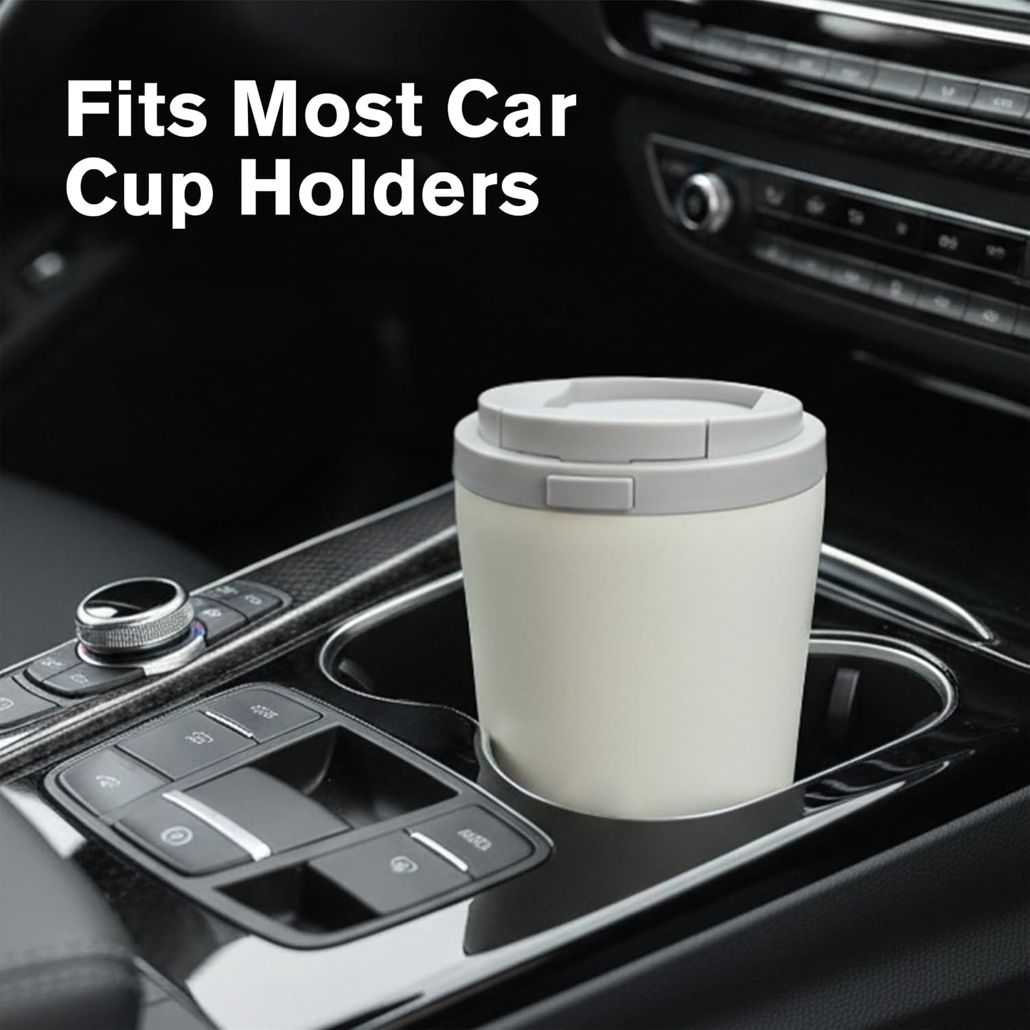 12oz Insulated Travel Coffee Mug, Hot & Iced Coffee Cups with Lids, White | 100% Leak Proof, Stainless Steel Vacuum Insulated, Cup holder Friendly, One-Touch Open, To Go, Reusable, Coffee Tumbler