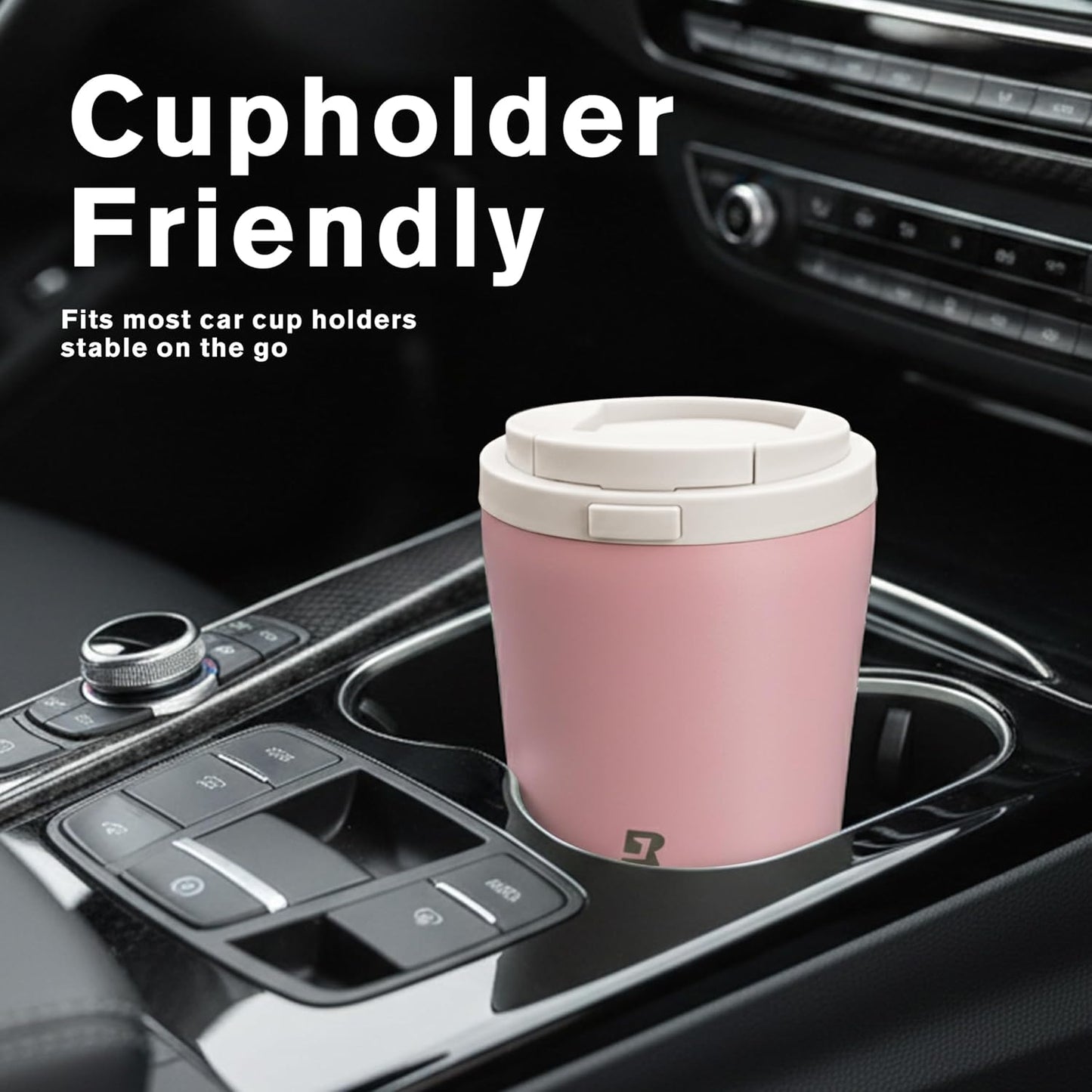 12oz Insulated Travel Coffee Mug, Hot & Iced Coffee Cups with Lids, White | 100% Leak Proof, Stainless Steel Vacuum Insulated, Cup holder Friendly, One-Touch Open, To Go, Reusable, Coffee Tumbler