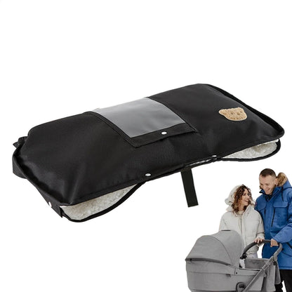 Winter Warm Stroller Gloves, Anti-Freeze Windproof Stroller Hand Muff with Berber Fleece, Winter Stroller Accessories Cozy Pram Handlebar Mittens for Strollers, Trolleys, Shopping Cart