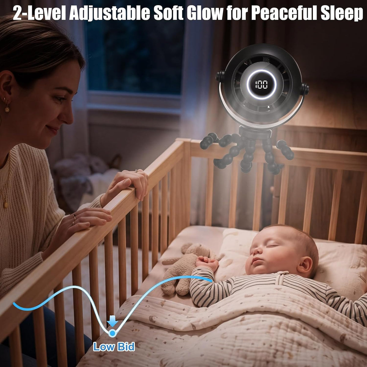 2 Pack Clip-On Stroller Fan 4000mAh, 3 Speeds 360° LED Display