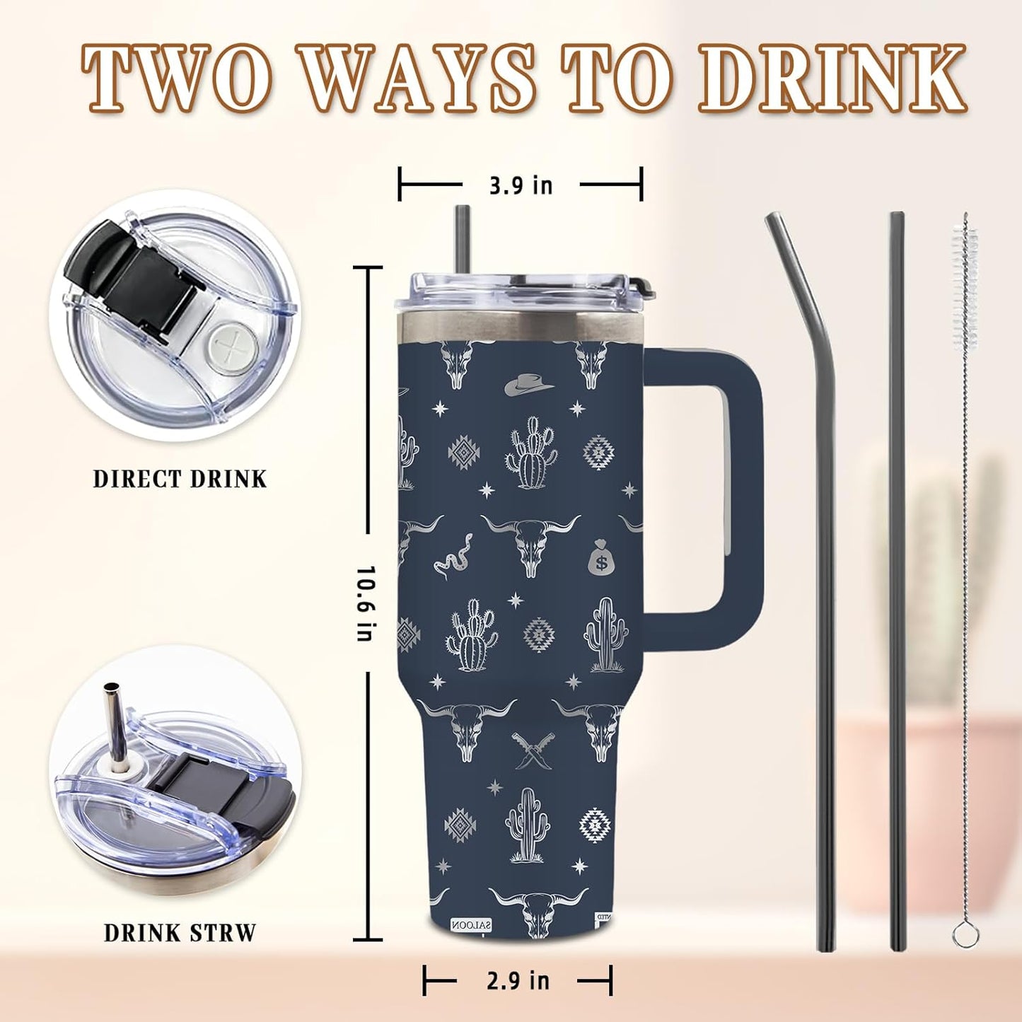 Sea Turtle Tumbler 40oz, Blue Turtles Cup Gifts for Women | Ocean Themed Tumbler for Beach Lovers Leakproof, Cute Animal Print Water Bottle, Ideal Gifts for Sea Turtle Lover, 1 Pack
