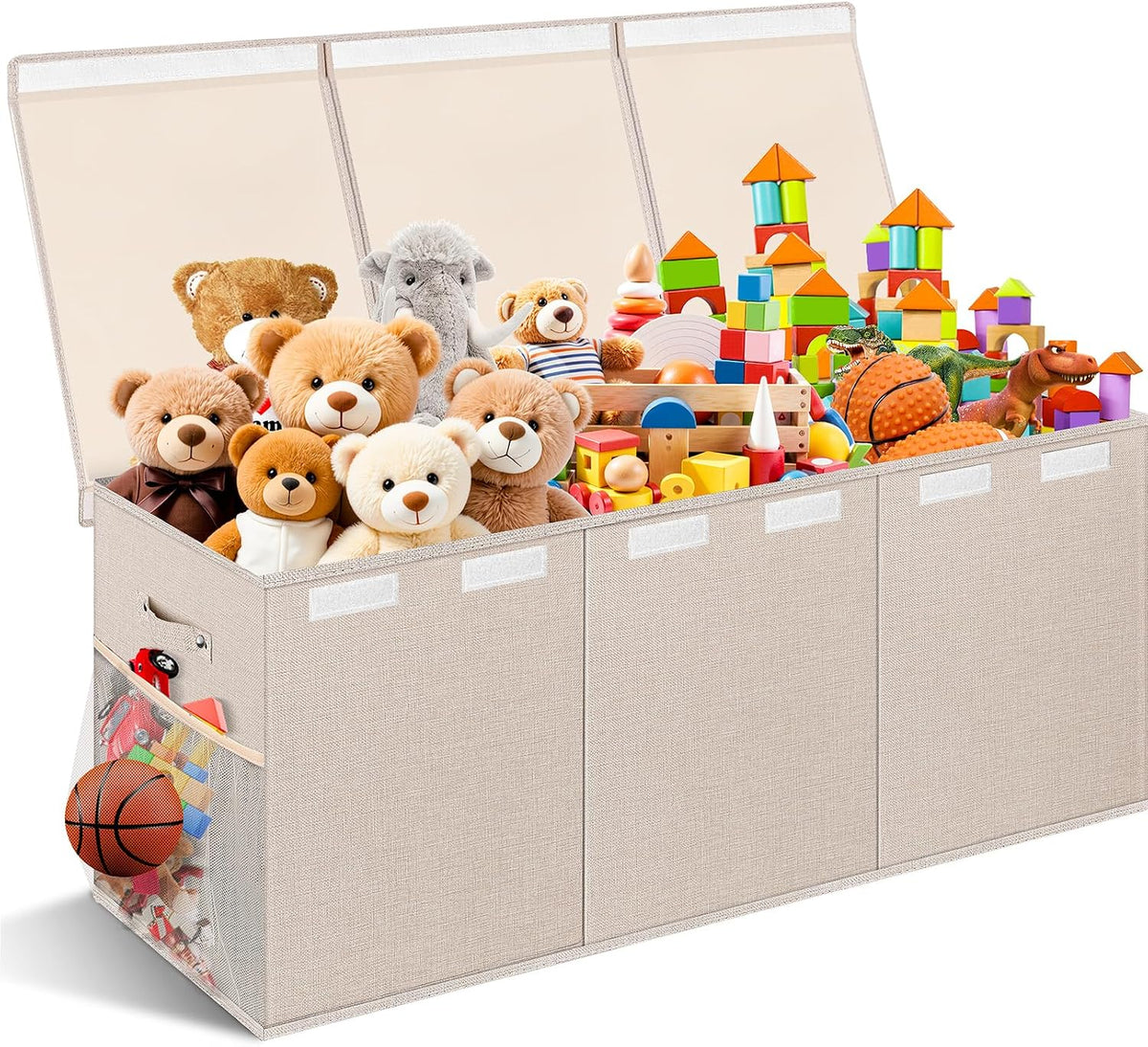 Extra Large Toy Box with Lids, Collapsible Storage Bin, 38"x16"x14",Black