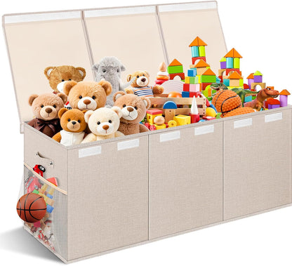 Extra Large Toy Box with Lids, Collapsible Storage Bin, 38"x16"x14",Black