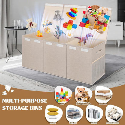 Extra Large Toy Box with Lids, Collapsible Storage Bin, 38"x16"x14",Black