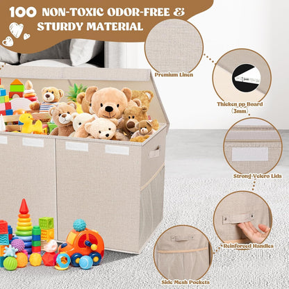 Extra Large Toy Box with Lids, Collapsible Storage Bin, 38"x16"x14",Black