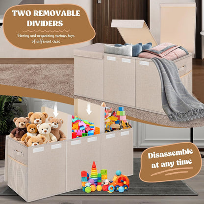 Extra Large Toy Box with Lids, Collapsible Storage Bin, 38"x16"x14",Black