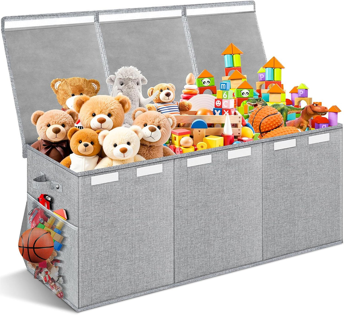 Extra Large Toy Box with Lids, Collapsible Storage Bin, 38"x16"x14",Black