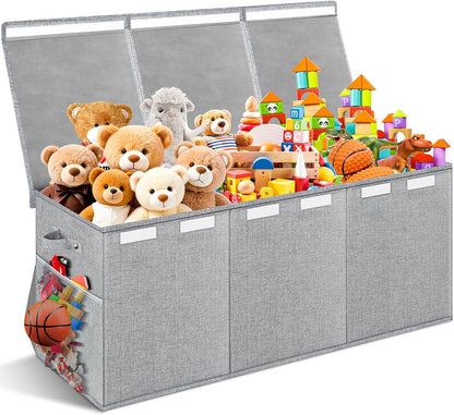 Extra Large Toy Box with Lids, Collapsible Storage Bin, 38"x16"x14",Black