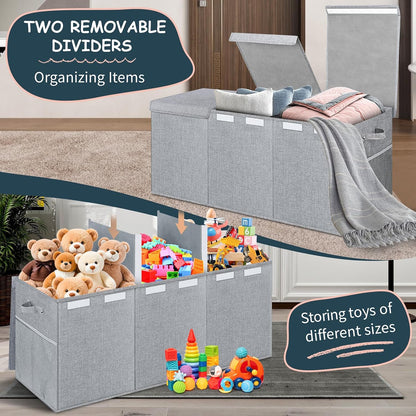 Extra Large Toy Box with Lids, Collapsible Storage Bin, 38"x16"x14",Black