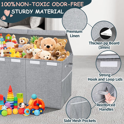 Extra Large Toy Box with Lids, Collapsible Storage Bin, 38"x16"x14",Black