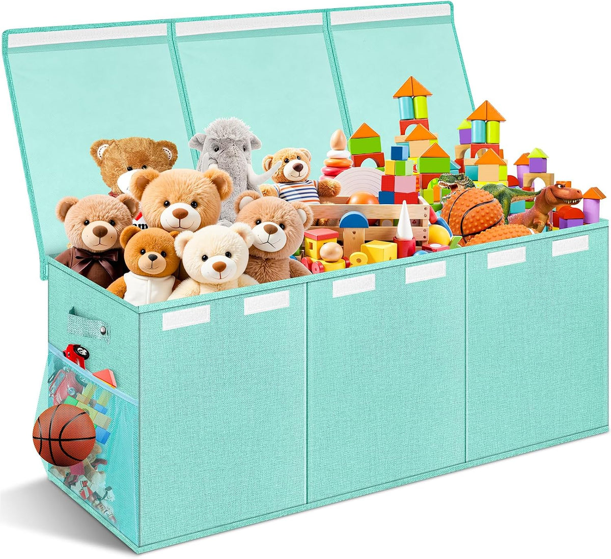 Extra Large Toy Box with Lids, Collapsible Storage Bin, 38"x16"x14",Black