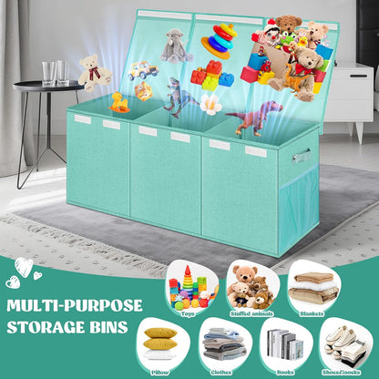 Extra Large Toy Box with Lids, Collapsible Storage Bin, 38"x16"x14",Black