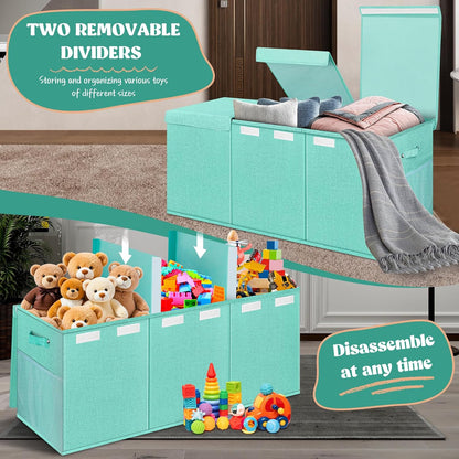 Extra Large Toy Box with Lids, Collapsible Storage Bin, 38"x16"x14",Black