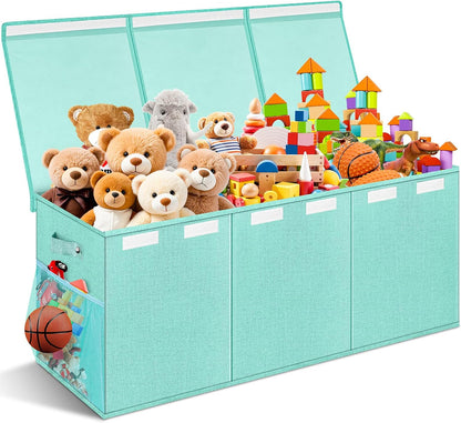 Extra Large Toy Box with Lids, Collapsible Storage Bin, 38"x16"x14",Black