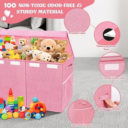Extra Large Toy Box with Lids, Collapsible Storage Bin, 38"x16"x14",Black