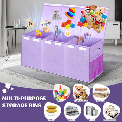 Extra Large Toy Box with Lids, Collapsible Storage Bin, 38"x16"x14",Black
